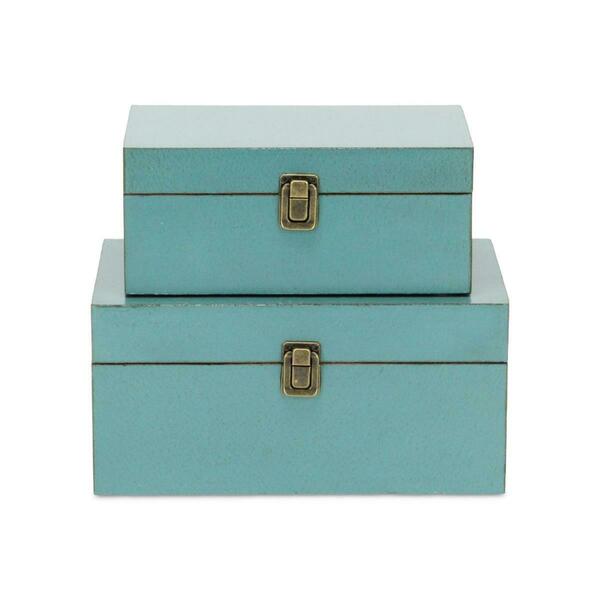Cheungs Cheung Simple Wooden Treasure Box - Teal, 2PK FP-3992-2T